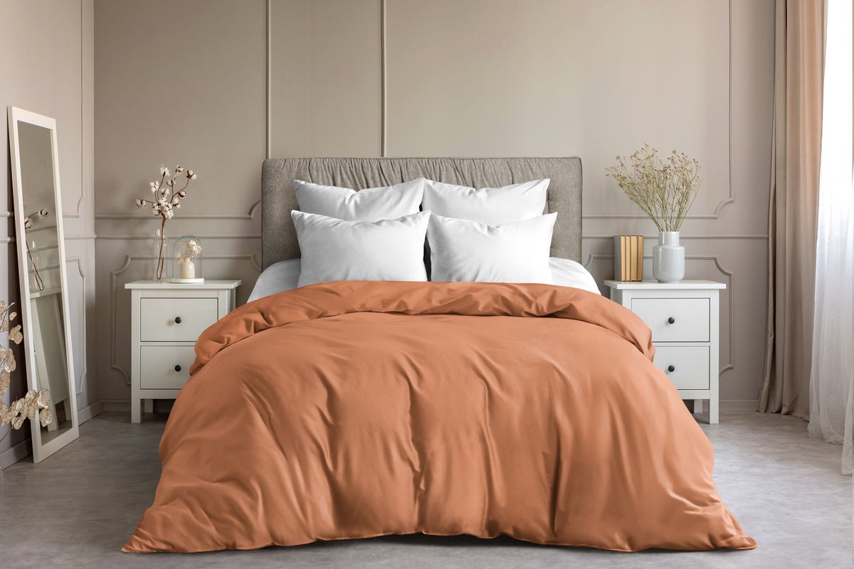 Пододеяльник поплин гл/кр 2 сп - терракотовый