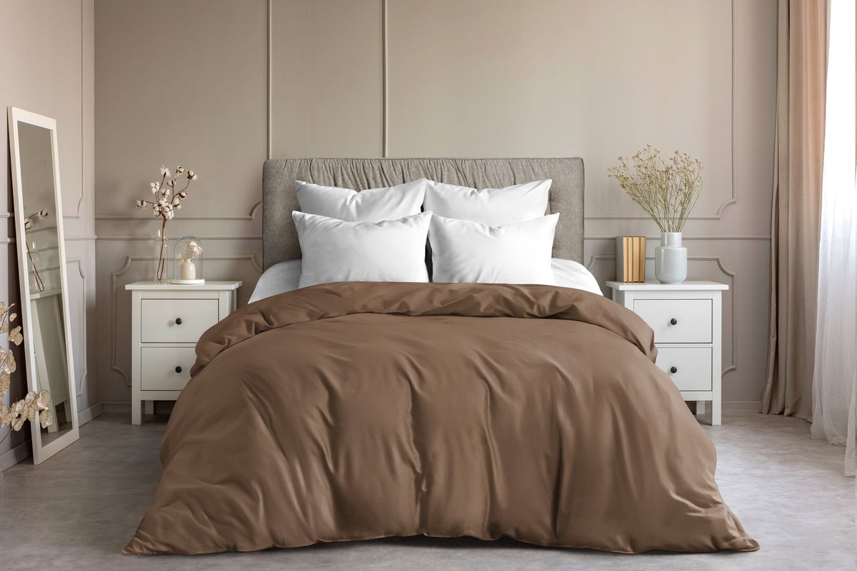 Пододеяльник поплин гл/кр 2 сп - шоколад