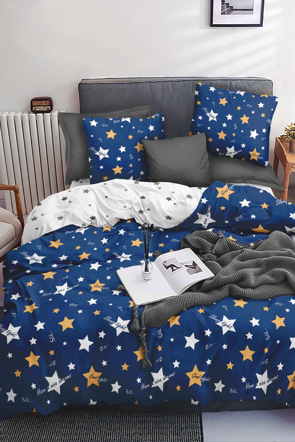 КПБ Павлайн Sweet Sleep Евро Звёздный - синий