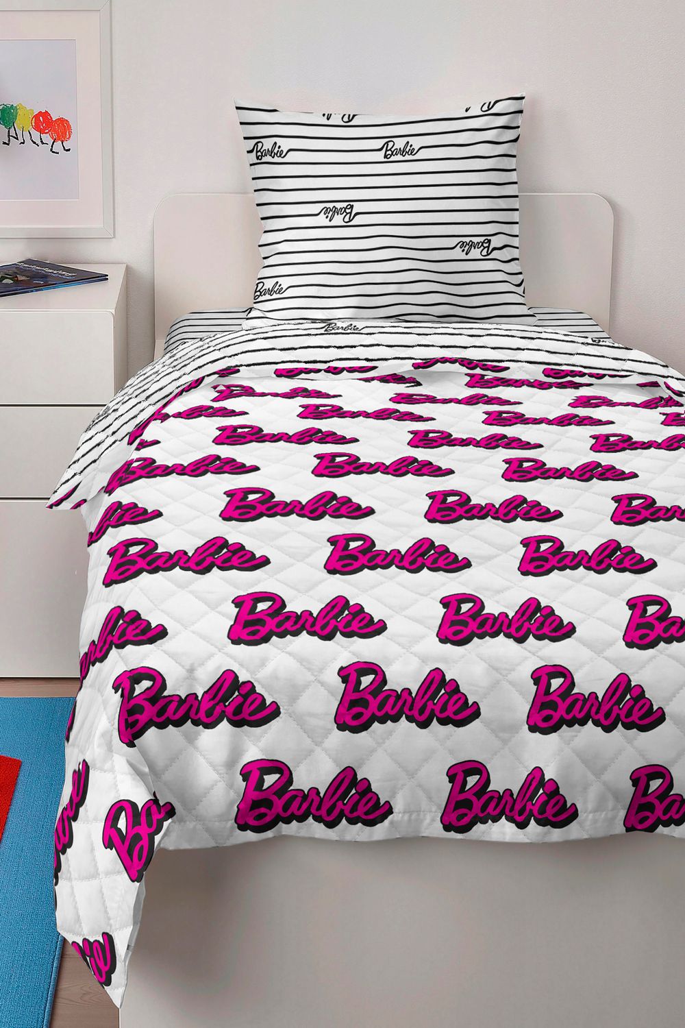Покрывало стёганое Павлинка Barbie - белоземельный