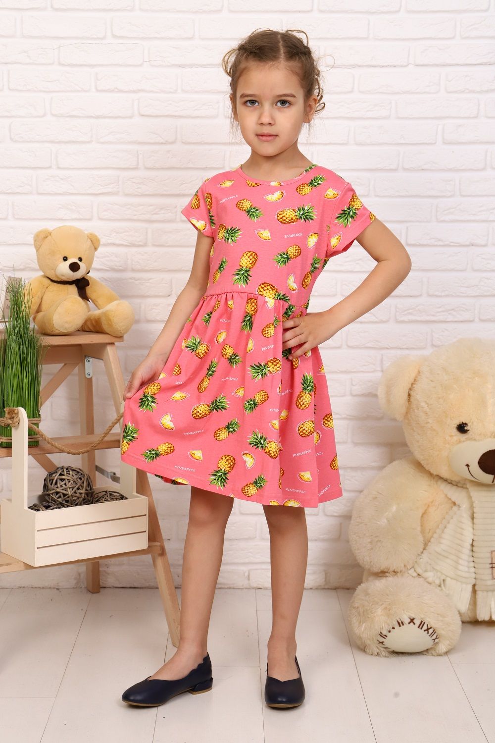 Платье Ананасы детское - розовый