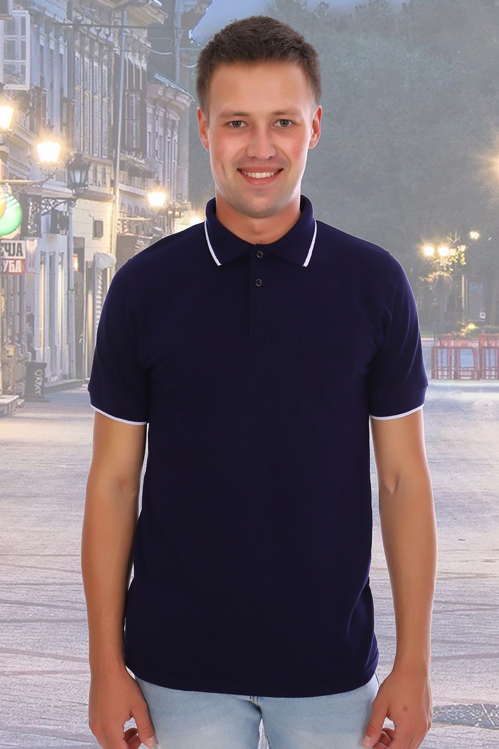 Футболка 1750 поло - темно-синий