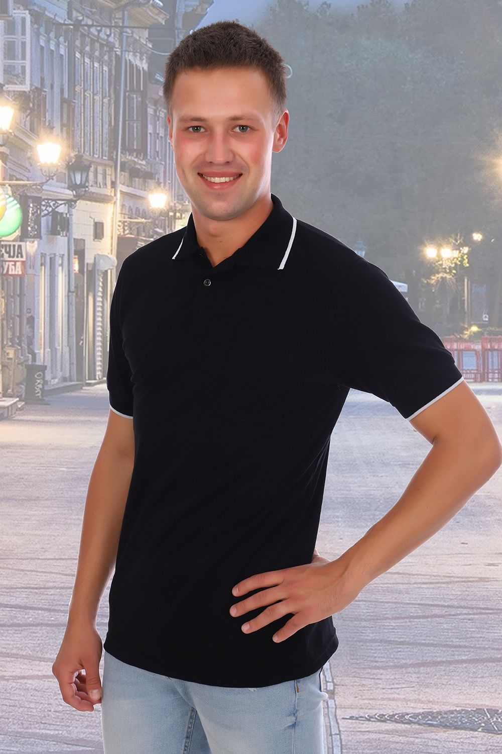 Футболка 1750 поло - черный