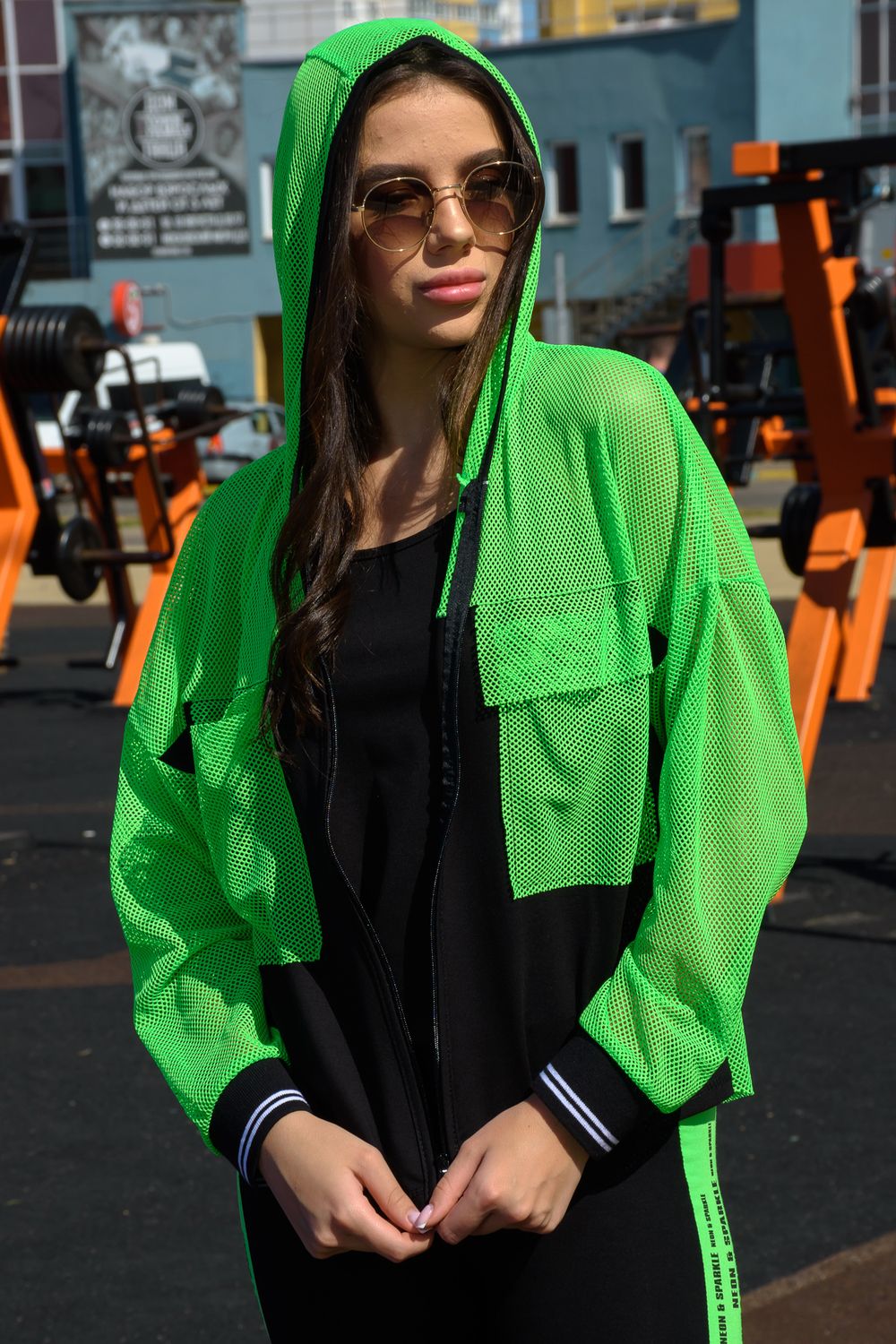 Комплект 8133 (толстовка+топ) - зеленый