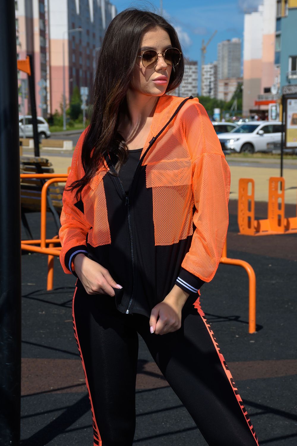 Комплект 8133 (толстовка+топ) - оранжевый