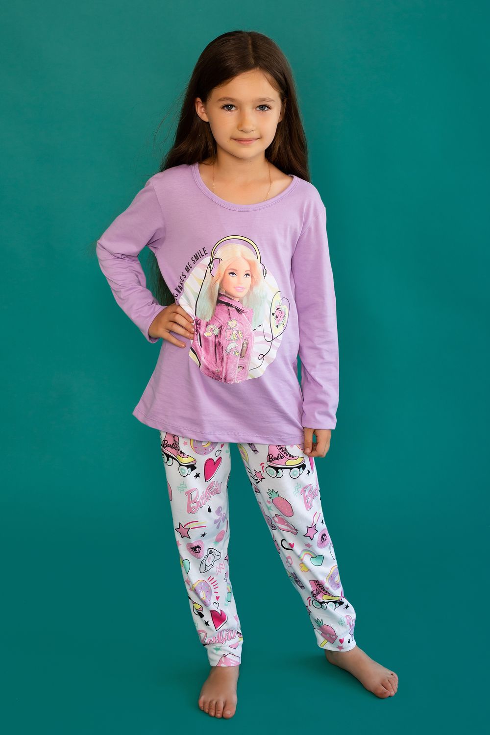 Пижама 22762 Barbie дл. рукав - лиловый