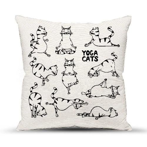 Подушка декоративная с фотопечатью см, ткань смесовая, "Yoga cats"