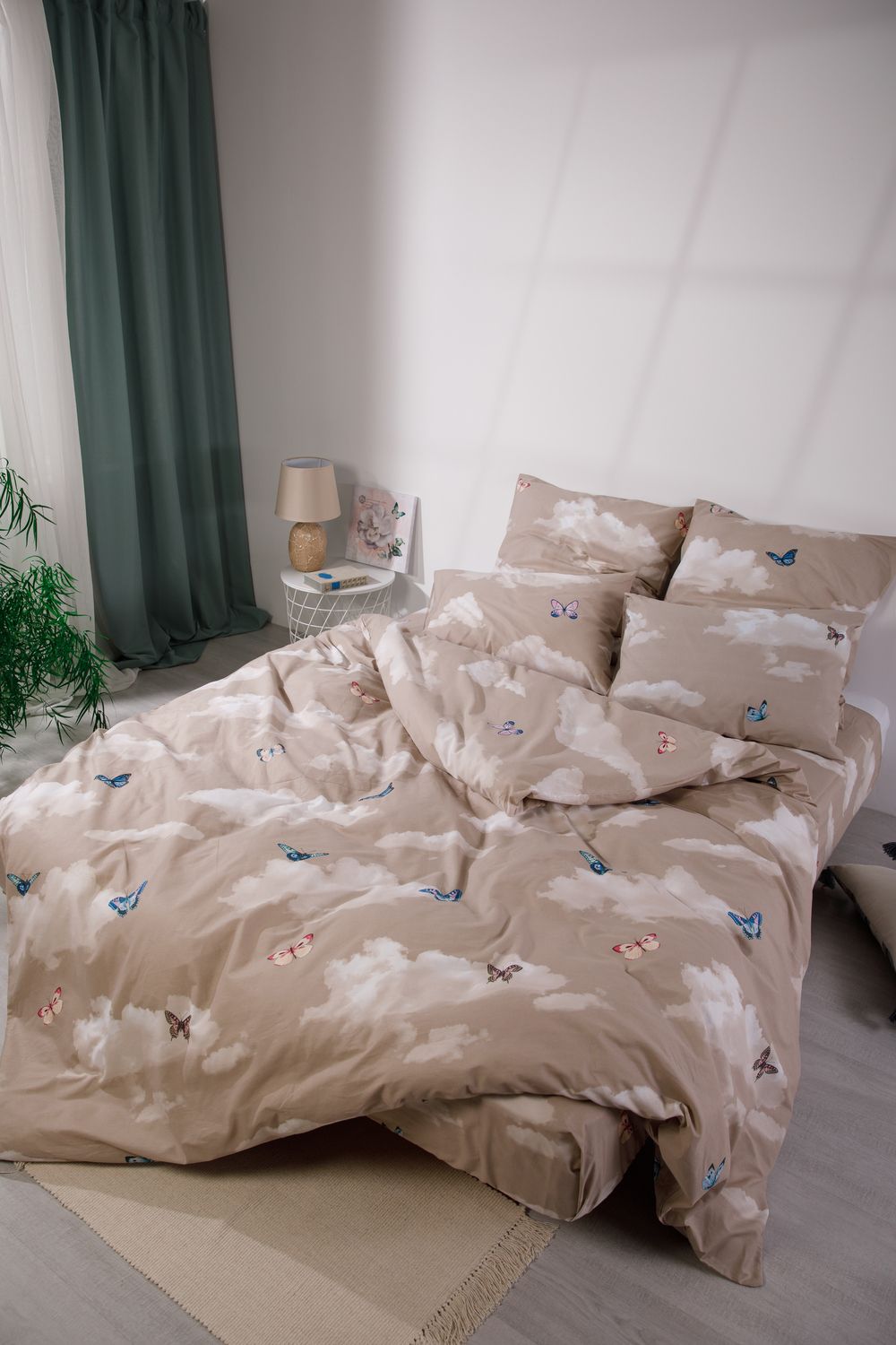 КПБ Бабочки в облаках поплин сем.