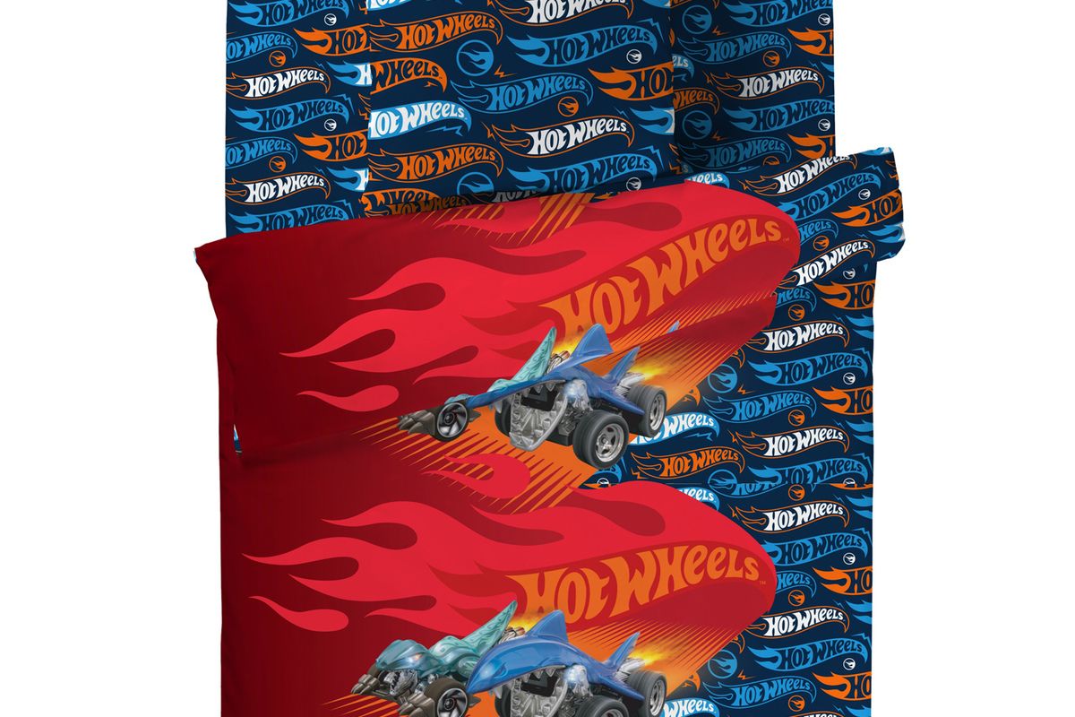 КПБ Павлинка Hot wheels пламя - синий+красный
