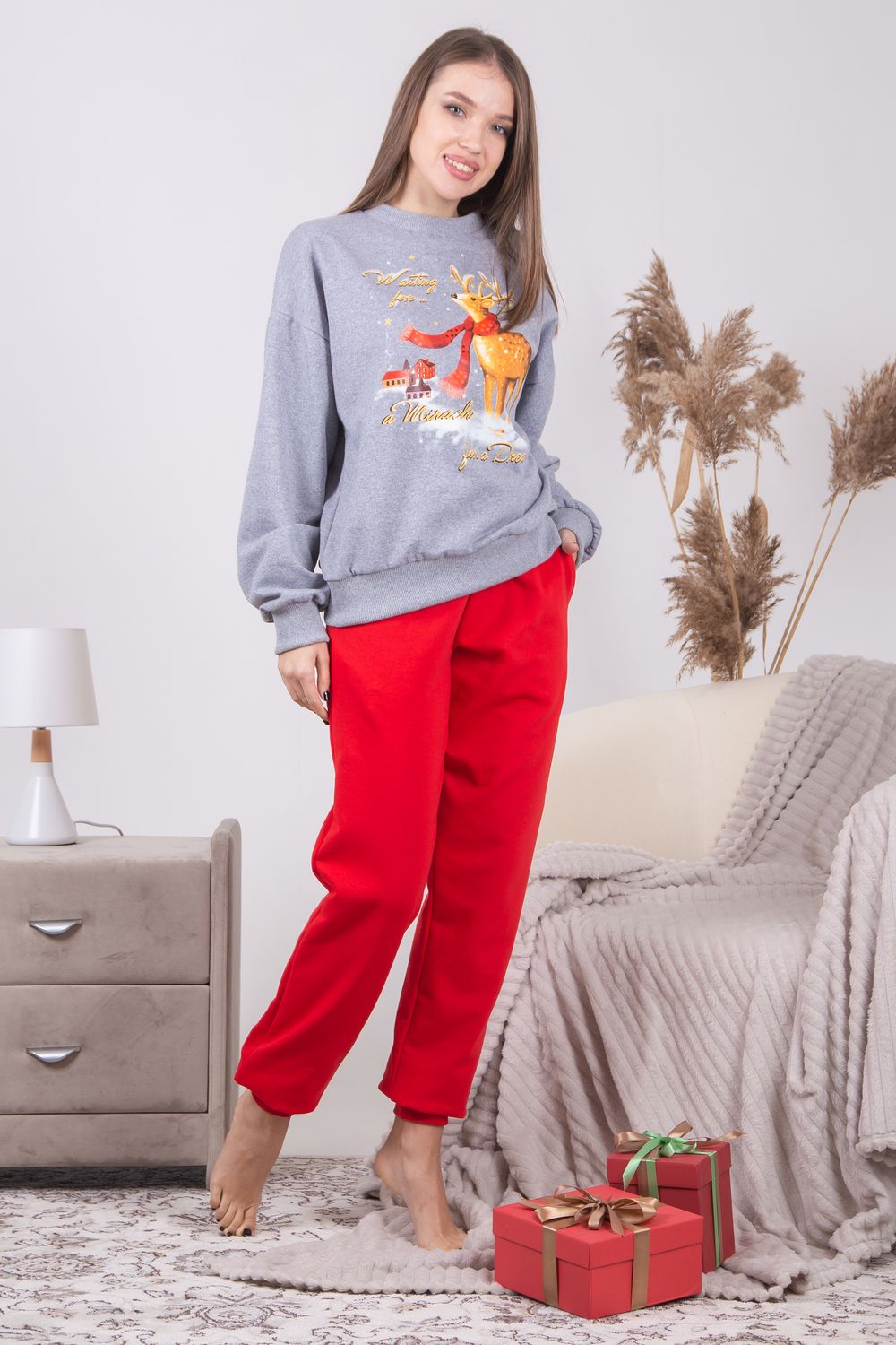 Костюм Рождество - серый меланж