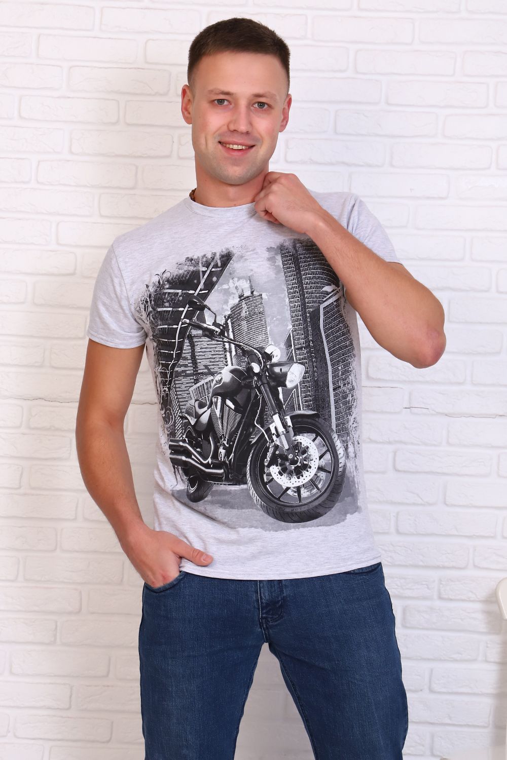 Футболка 24858 - серый меланж