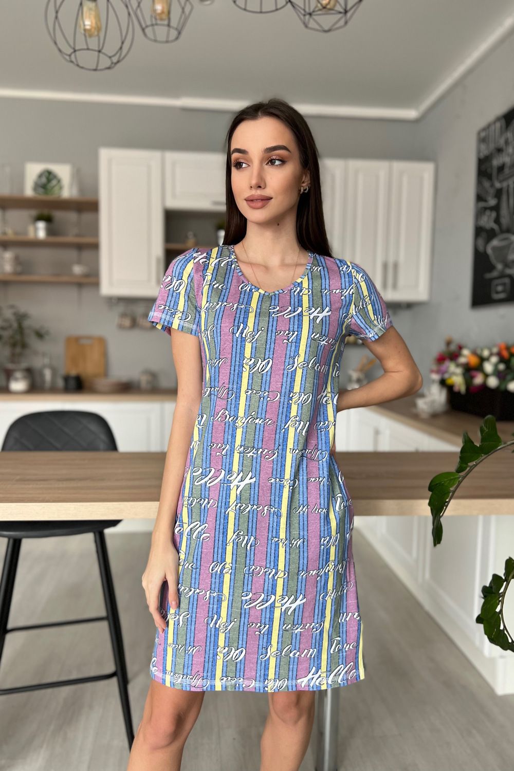 Туника 8129 - полоса+сирень