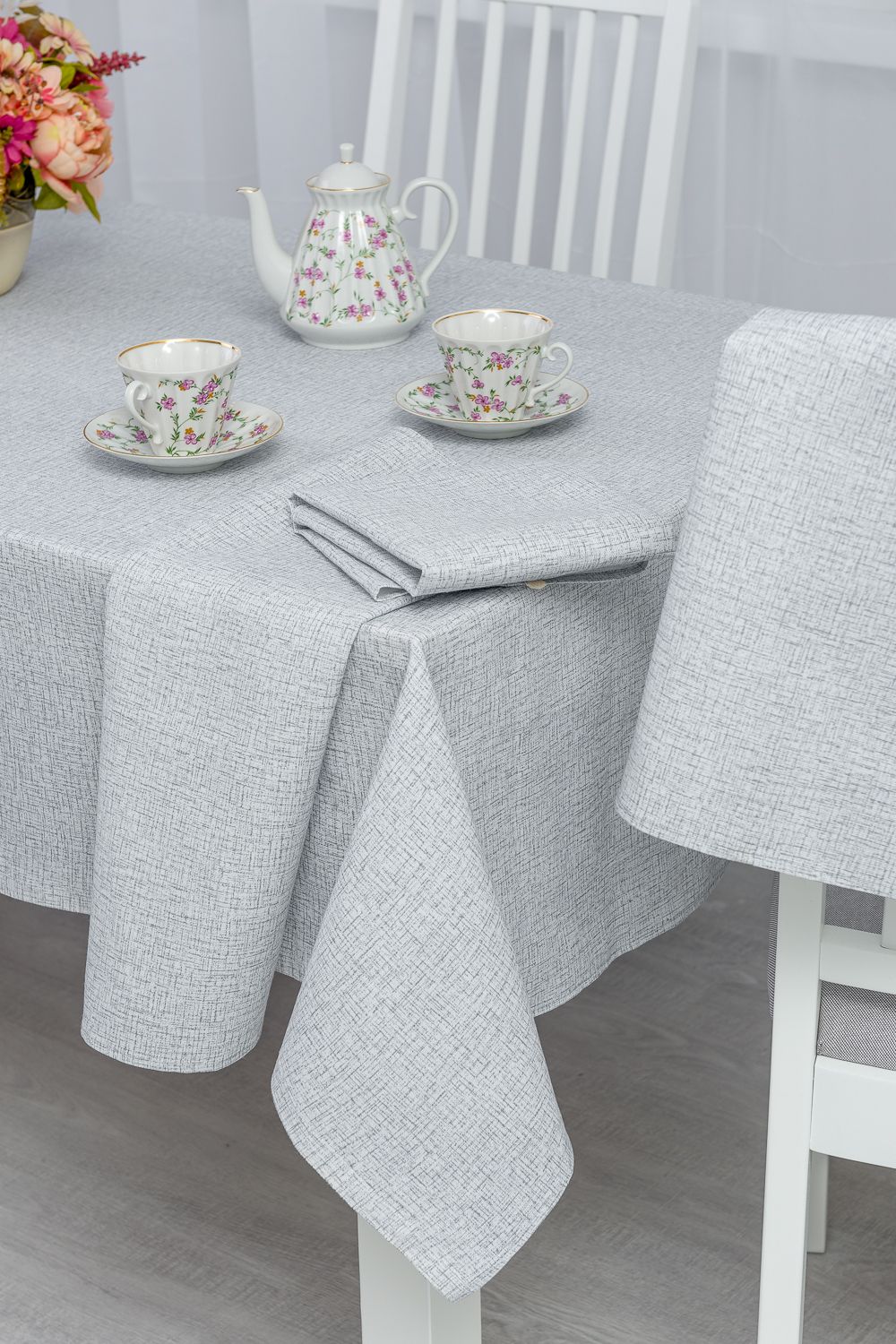 Скатерть Льняное полотно - серый