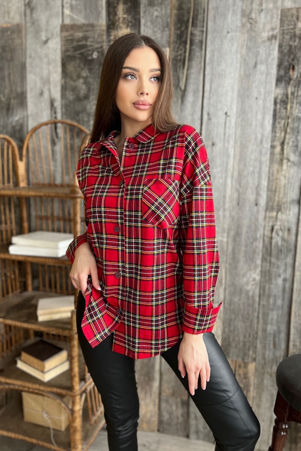 Туника 8214 - красная клетка