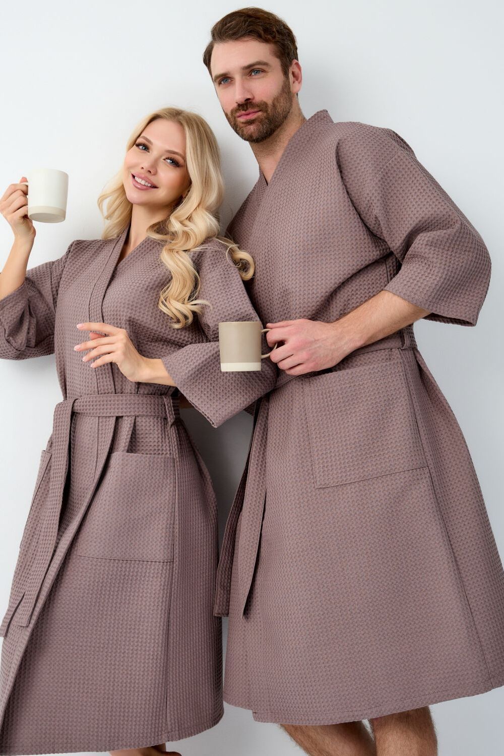 Халат Кимоно ВК-242 мужской - серо-коричневый