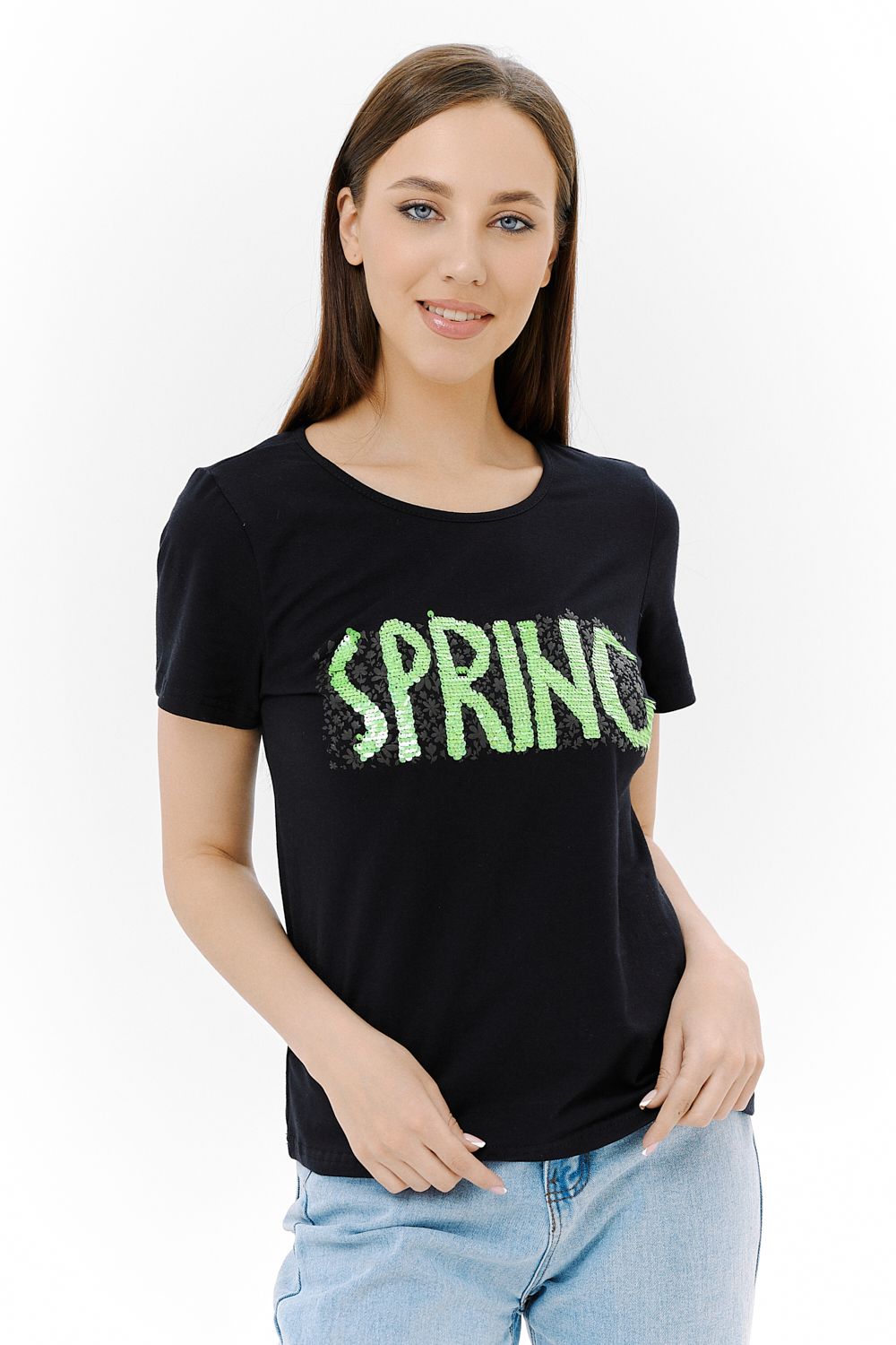 Футболка 8247 - черный+зеленый