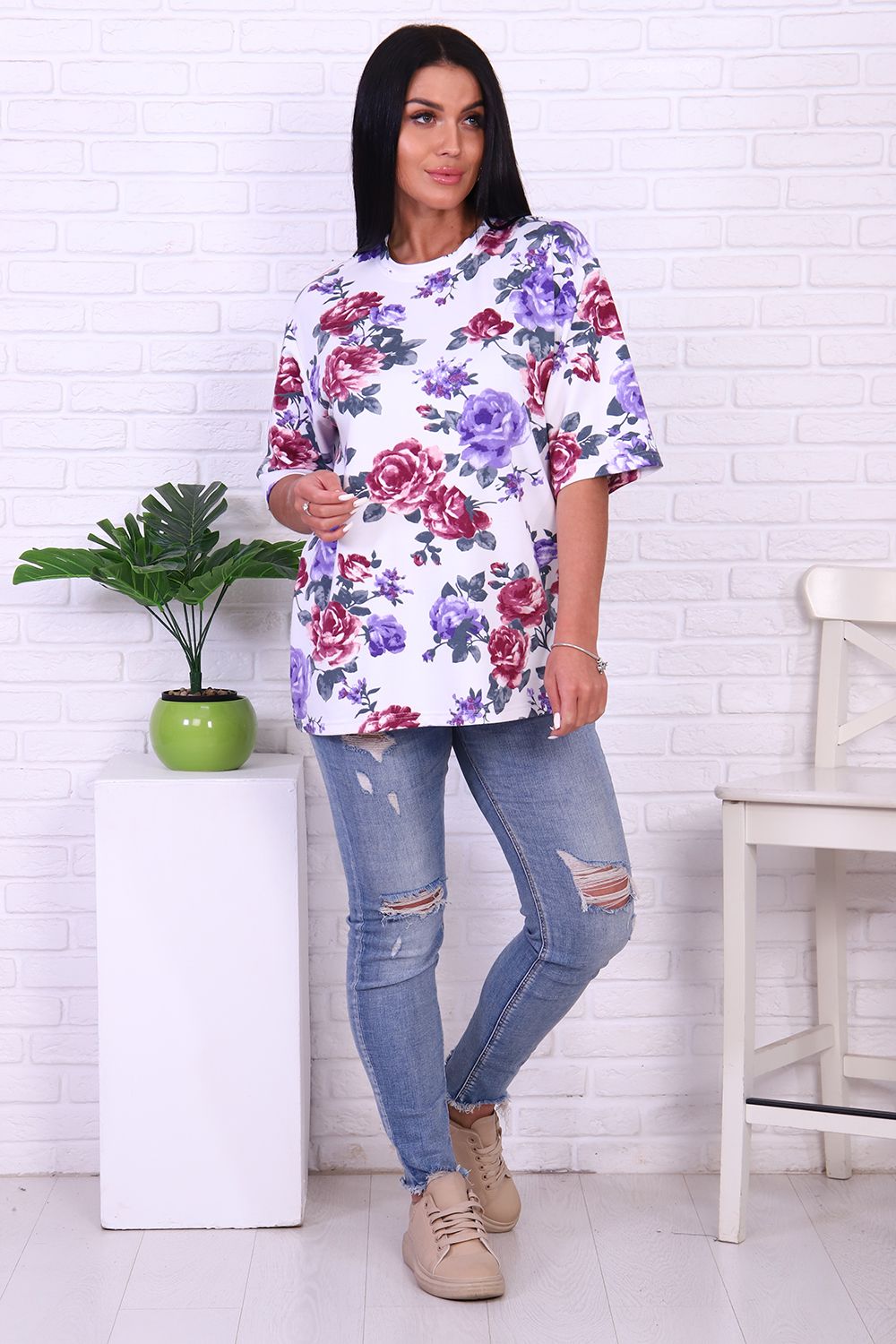 Футболка 47073 - цветы