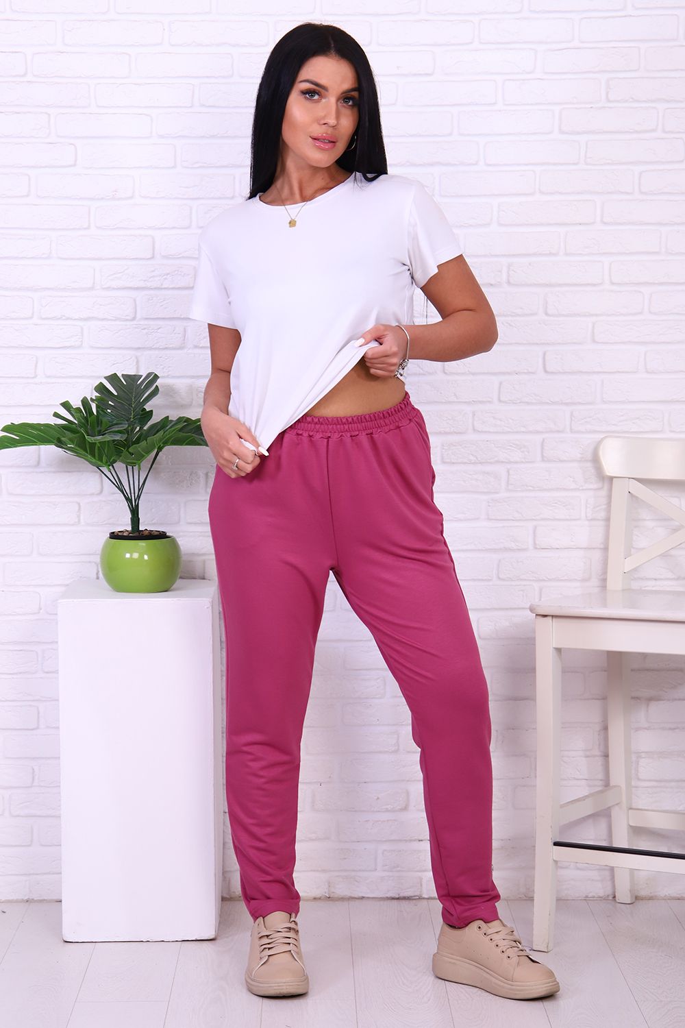 Брюки 47074 - брусника