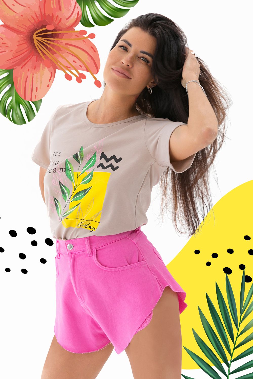 Футболка Summer time - бежевый