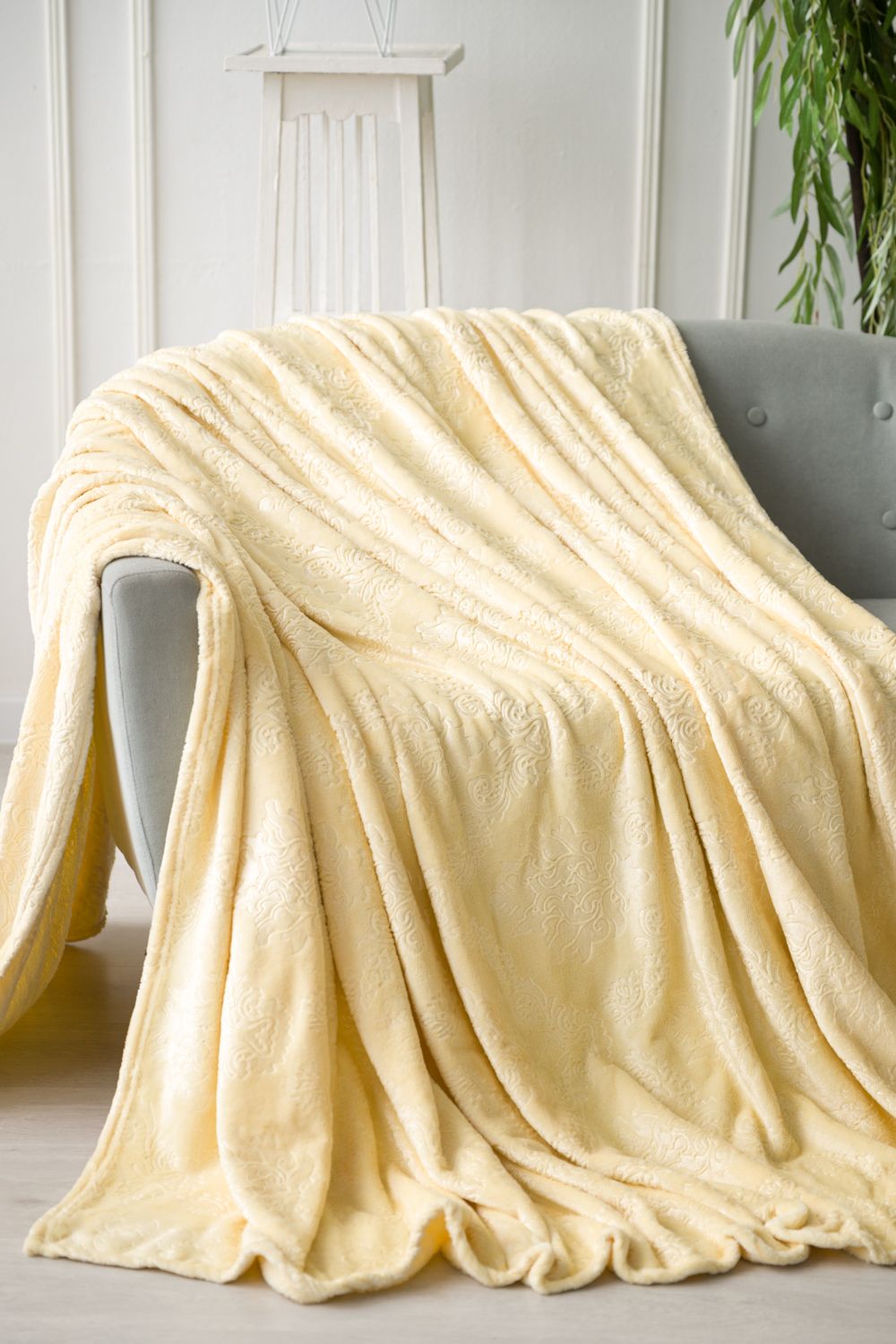 Плед покрывало жаккард Парма - молочный