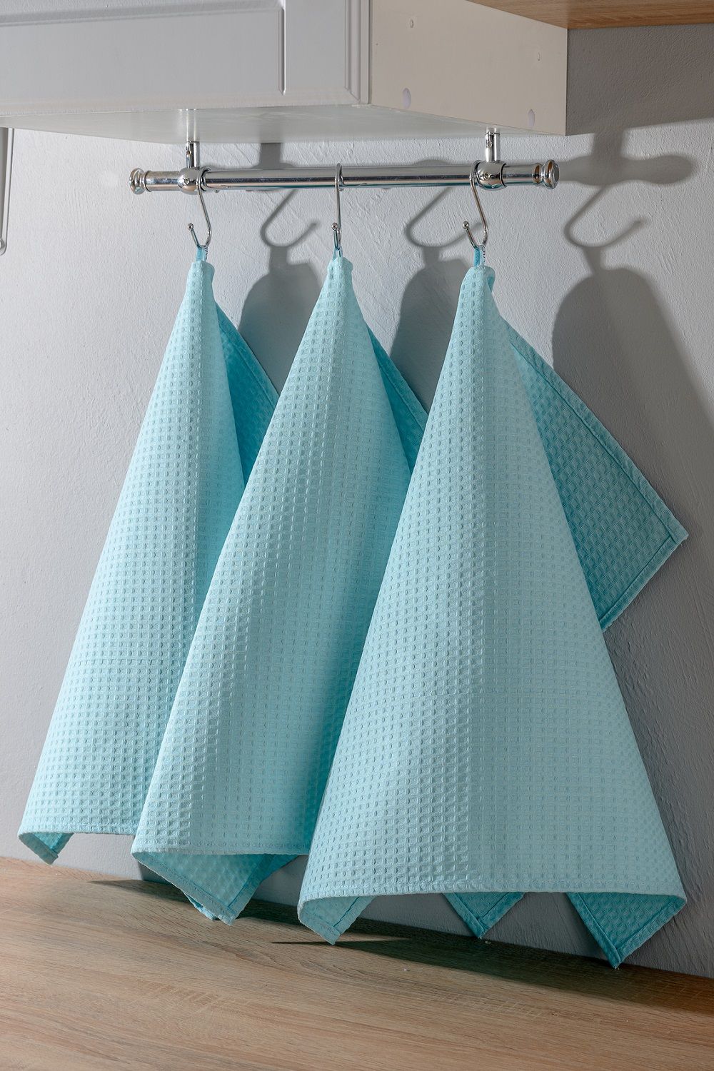 Набор вафельных полотенец в подарочной упаковке - голубой