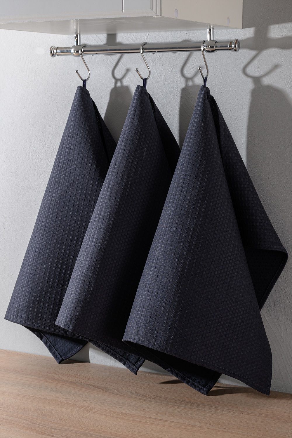 Набор вафельных полотенец в подарочной упаковке - графит