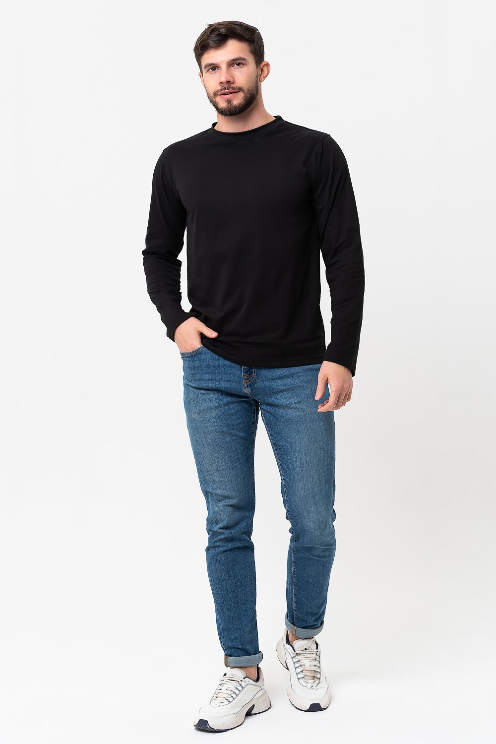 Футболка 6797 с дл. рукавом - черный