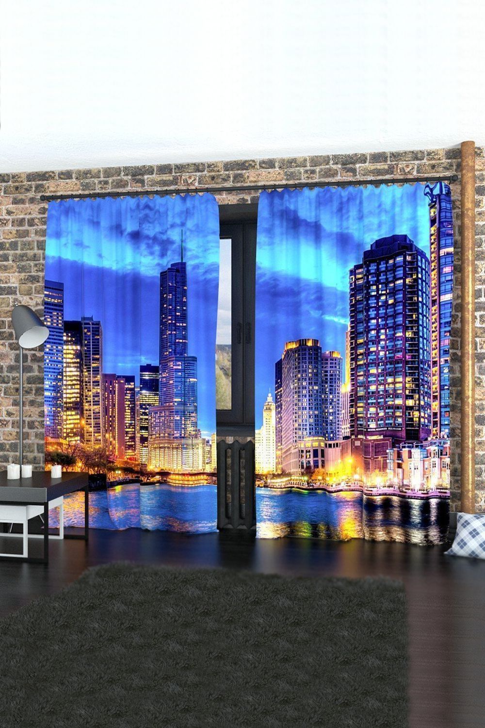 Фотошторы 10651 - темно-синий