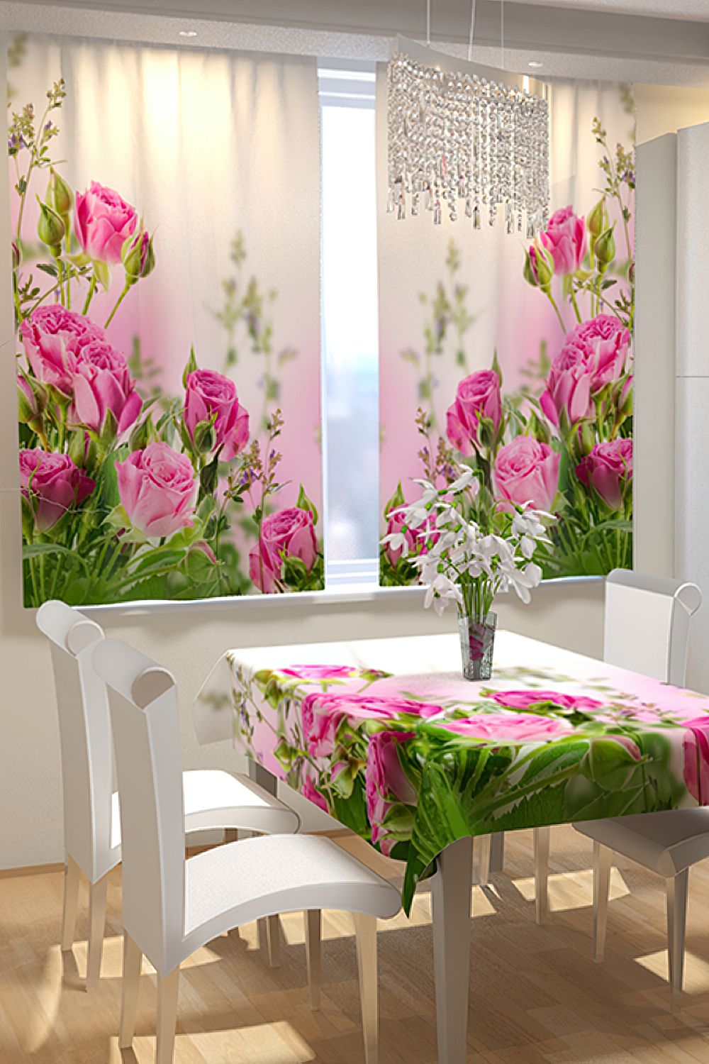Фотошторы для кухни 10830 - розовый