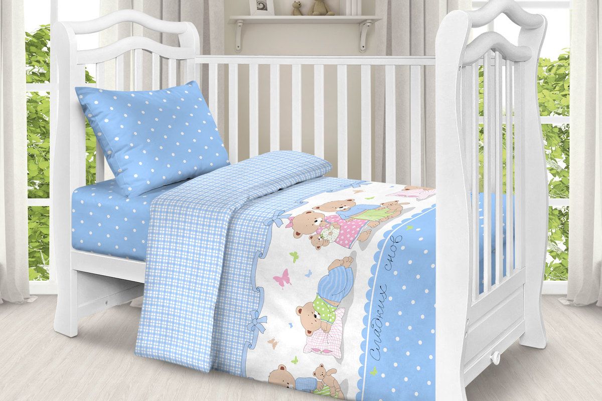 КПБ поплин арт.КПБ-ПК-ПР/Сладких снов голубой