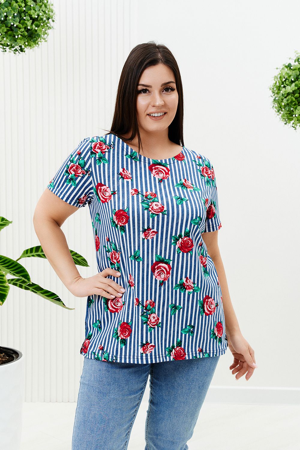 Футболка 9066 - розы