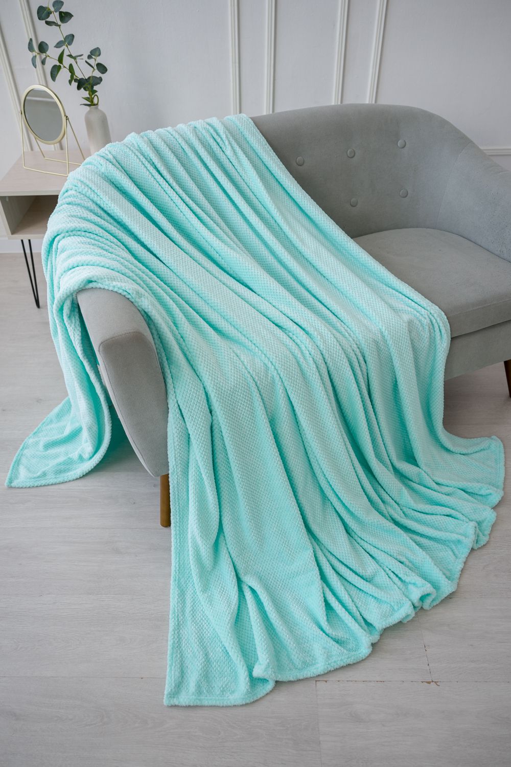 Плед покрывало однотонный Пиноли - ментол