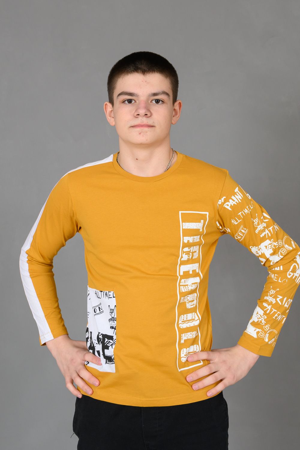 Футболка 83019 подростковая - горчичный