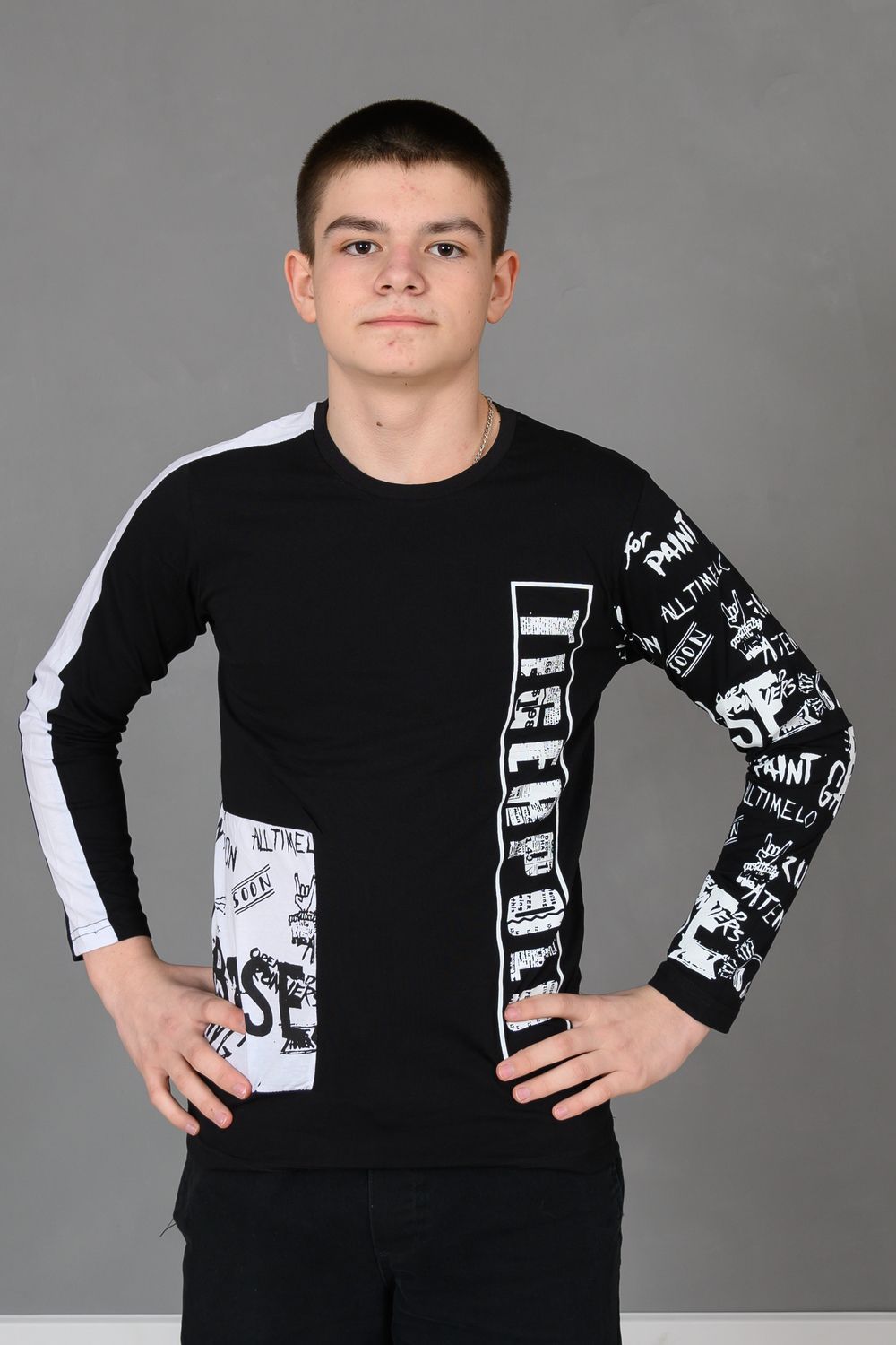 Футболка 83019 подростковая - черный