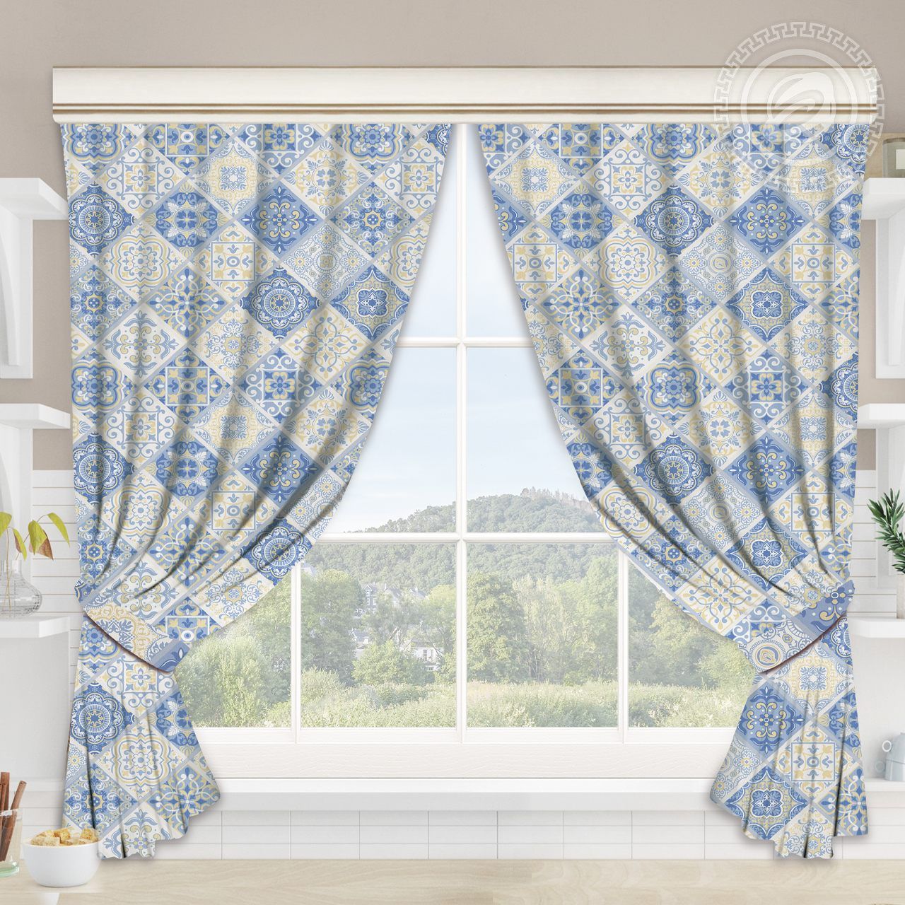 Шторы для кухни с подхватом Сицилия Ш.145.180