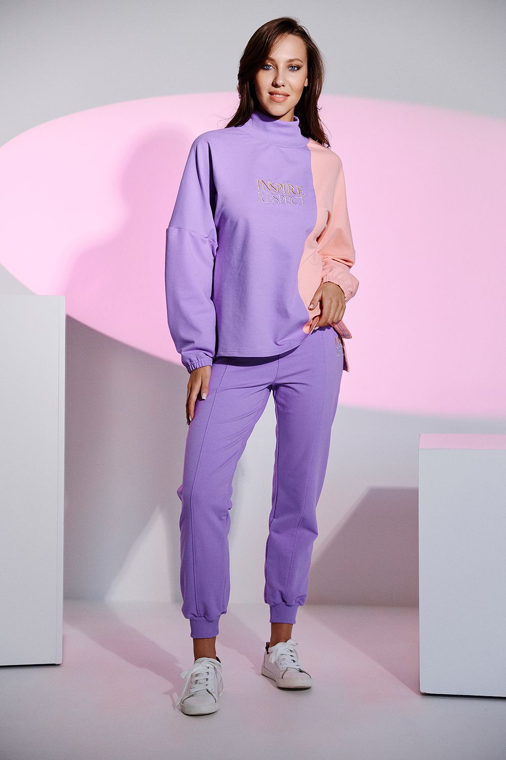 Толстовка 7375 - сиреневый+персик