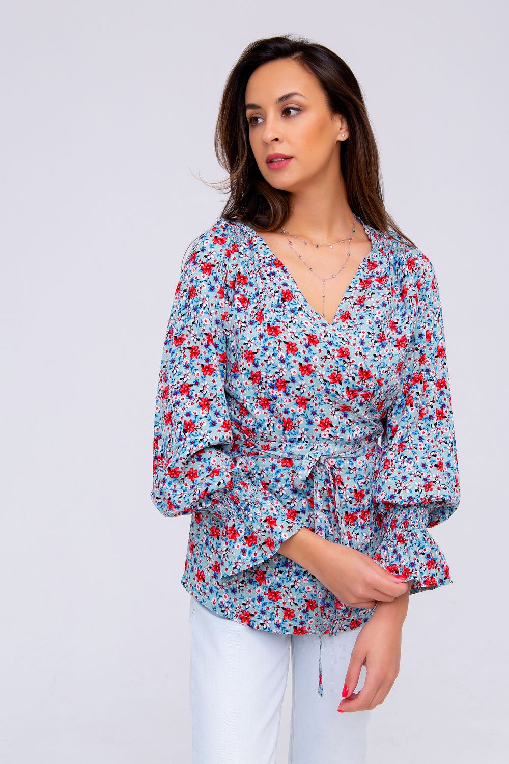 319BLU Блуза женская - голубой