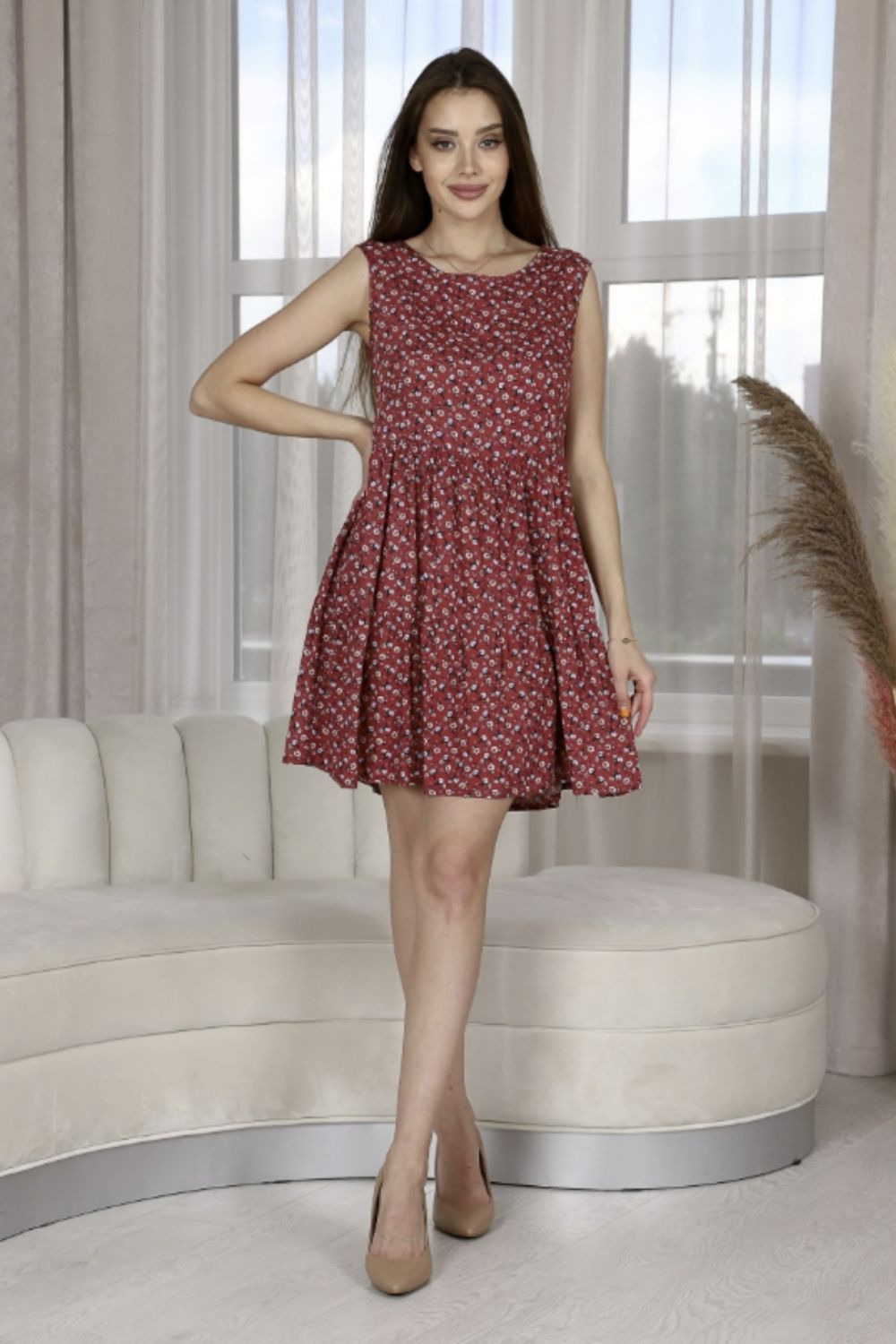 Платье П215 - бордо,гол,черн