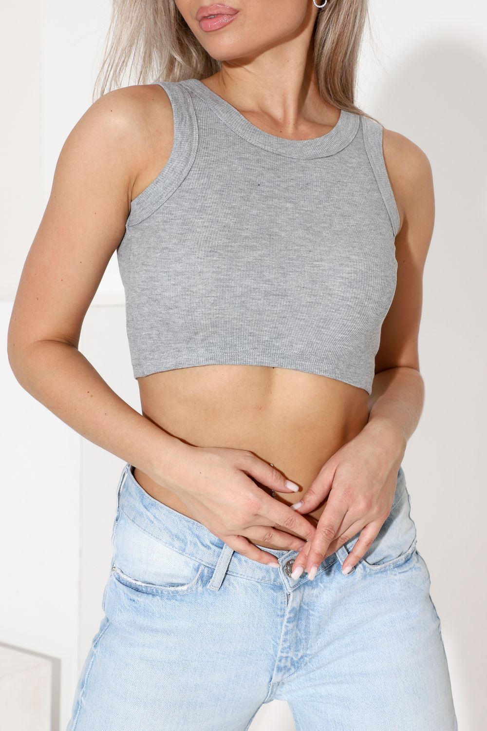 Топ 6102 - серый меланж