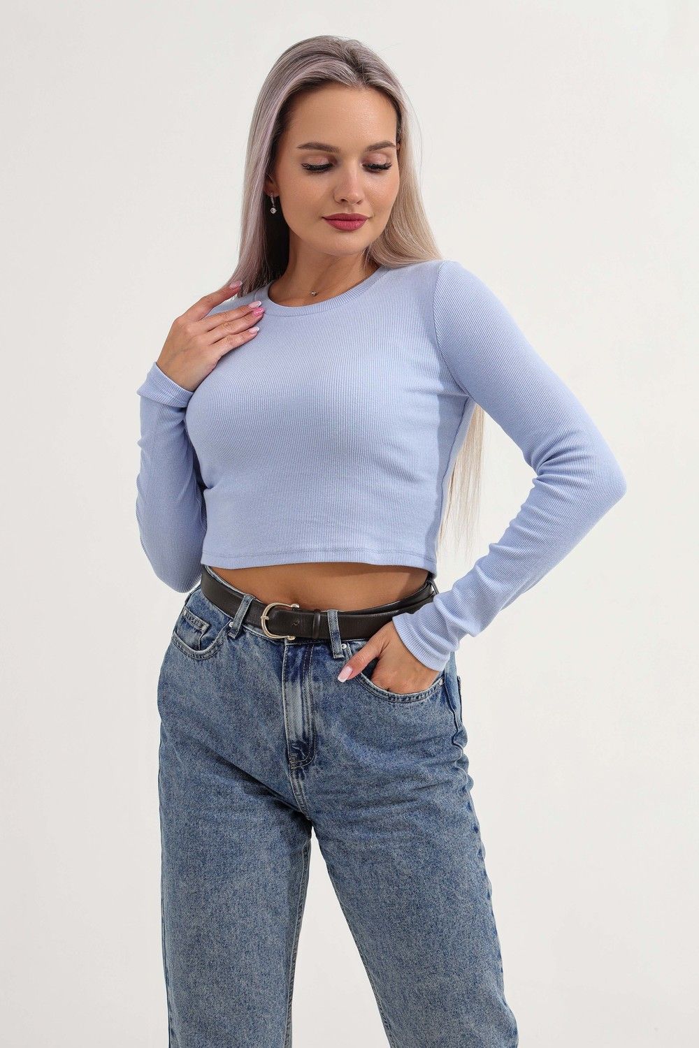 Топ с длинным рукавом 11287 - голубой