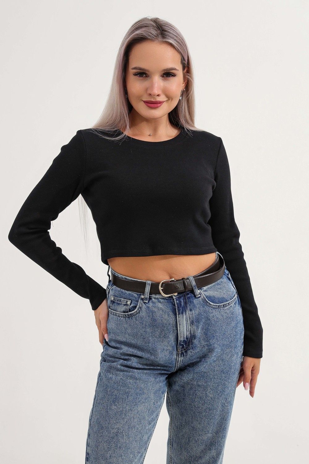 Топ с длинным рукавом 11287 - черный