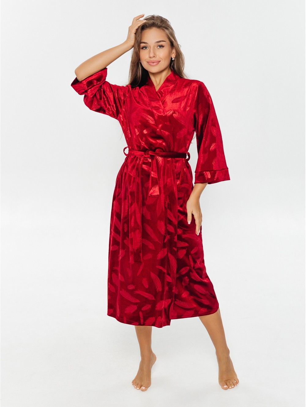 Топаз халат женский (перья бордо)