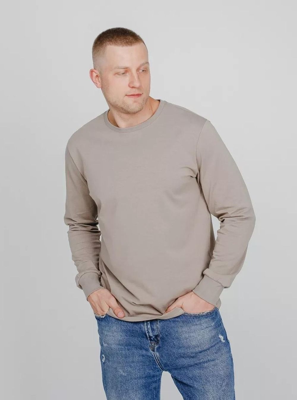 Лонгслив 36663 - бежевый