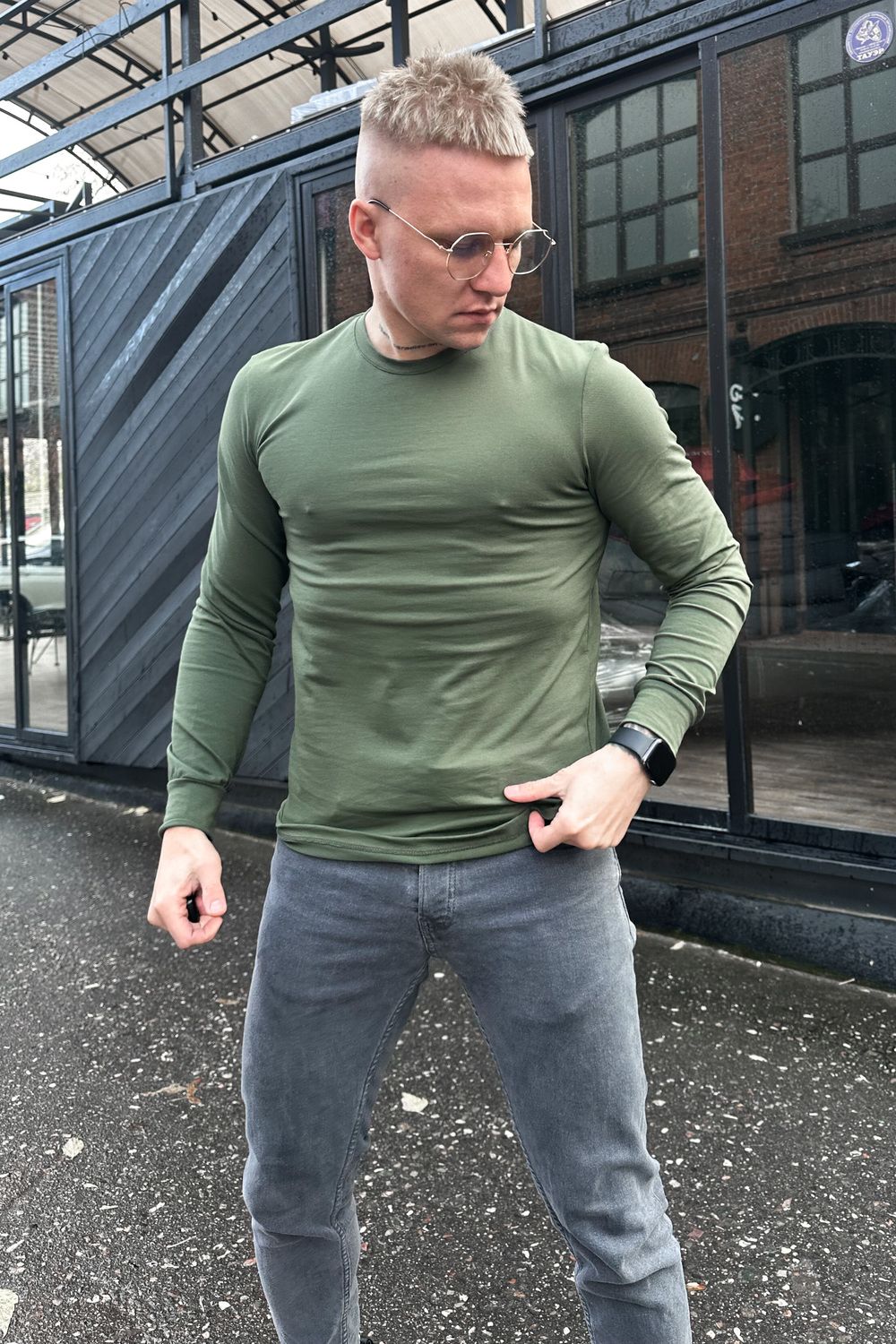 Лонгслив 36663 - хаки