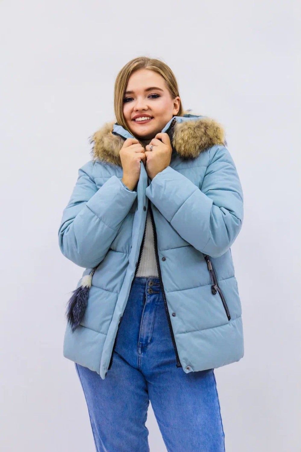 Зимняя женская куртка еврозима-зима 2867 - бирюзовый