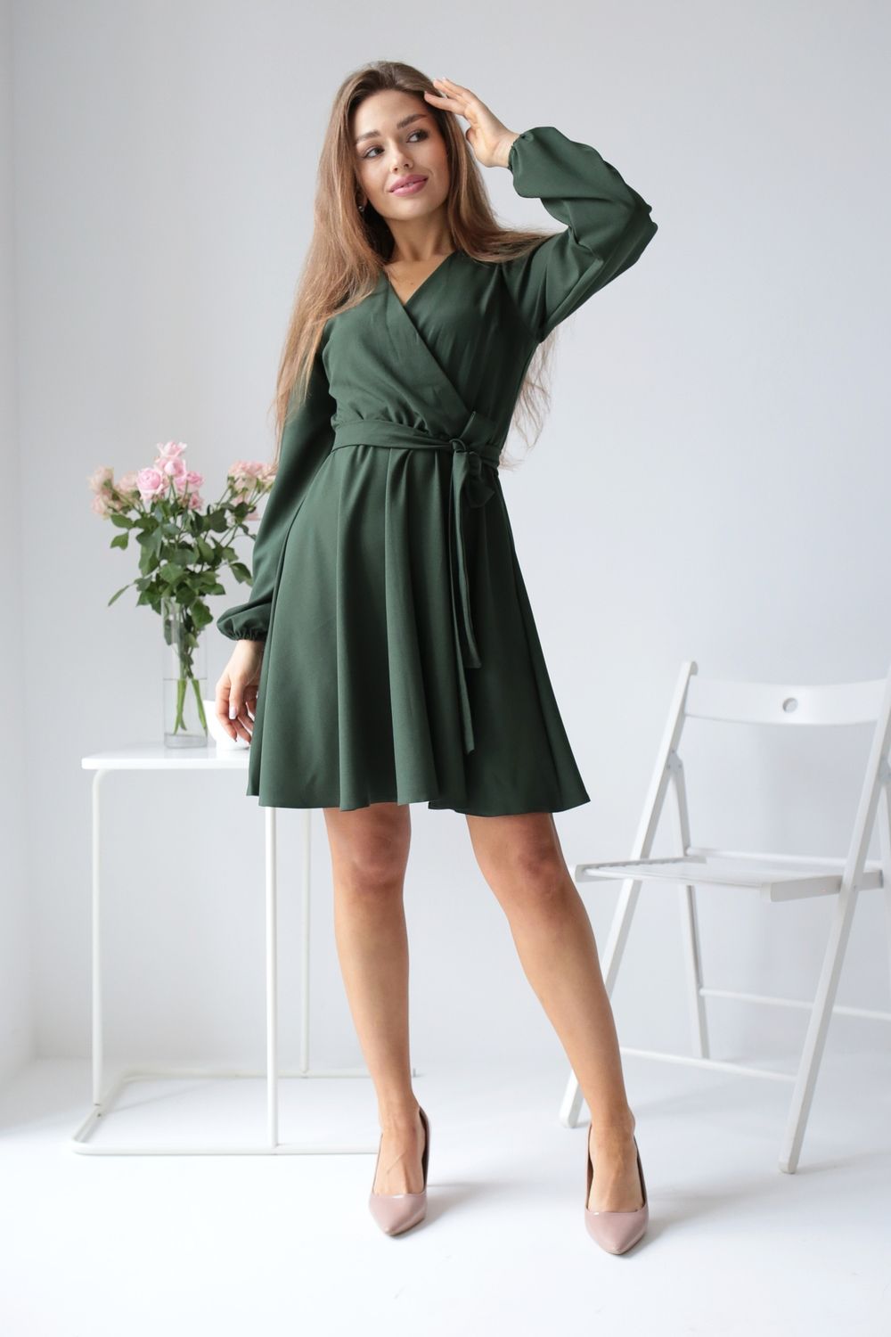 Платье на запах 400002 Барби - зеленый