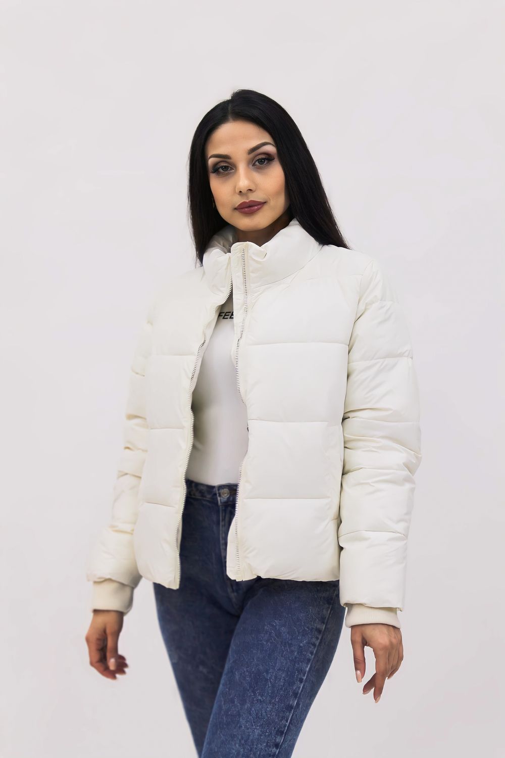 Демисезонная куртка весна-осень+шарф в подарок 8005 - белый