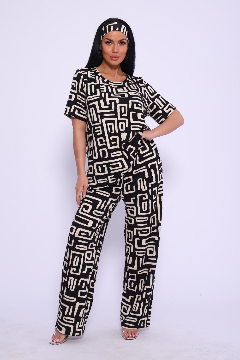 Пижама 20184 - черный,беж