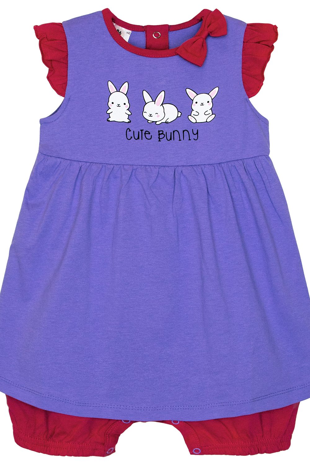 Боди (песочник) для девочки 41128 - лавандовый/малиновый