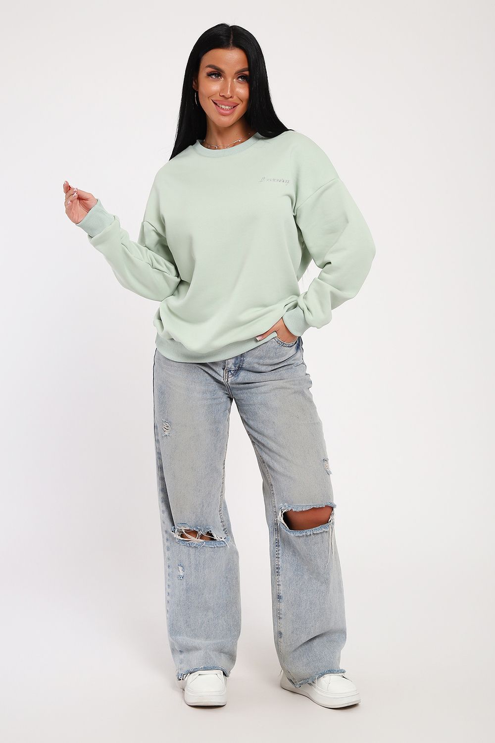 Свитшот  женский 82076 - светло-зеленый